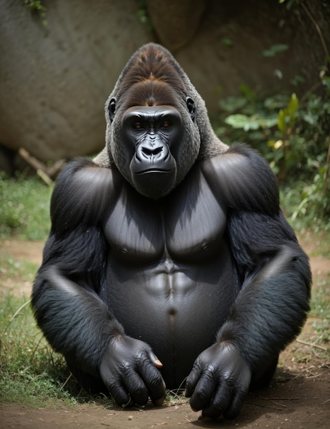 full head to feet view of a gorilla