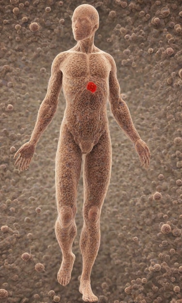 Photo full human body shape with hpv virus texture