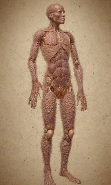 full human body shape with HPV virus texture