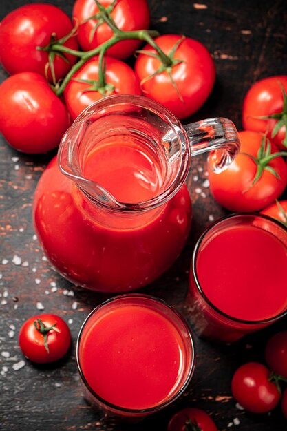 A full jug of tomato juice