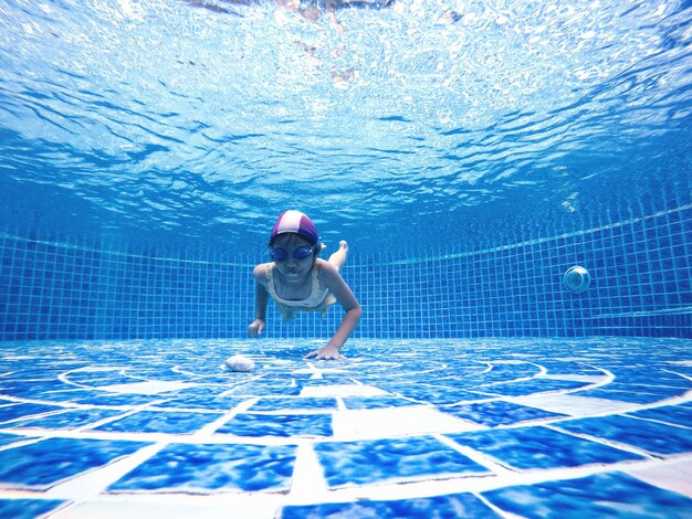 Full length of girl swimming in pool