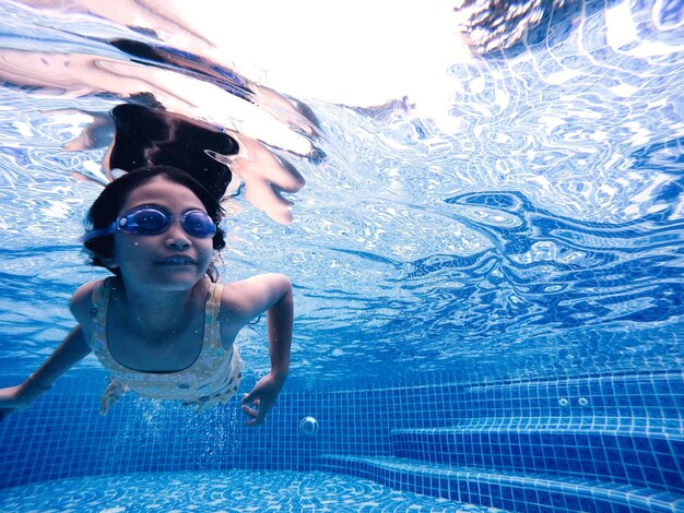 Full length of girl swimming in pool