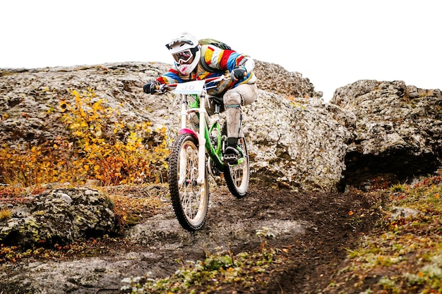 Full length of man cycling on mountain