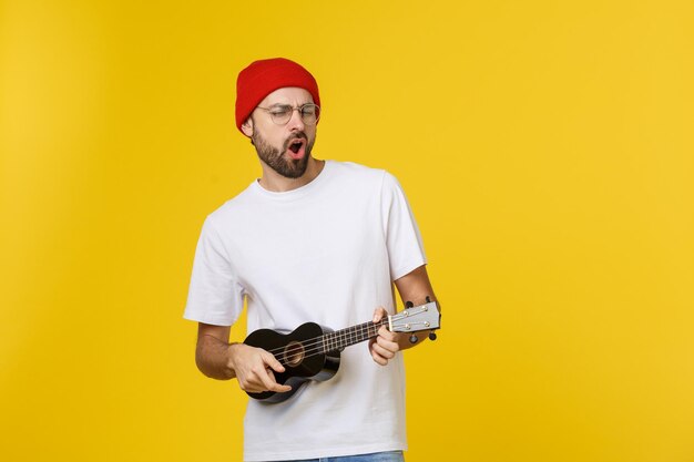 Full length of a man playing guitar