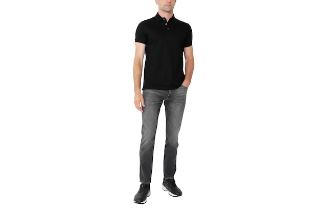 Full length man on white background copy space on tshirt