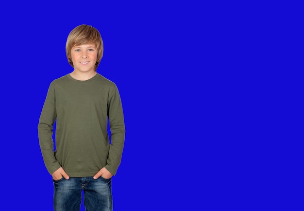 Photo full length portrait of a boy in khaki