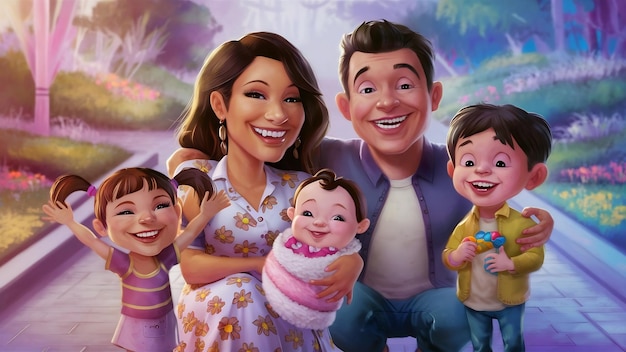 Фото Полнометражный портрет веселой семьи