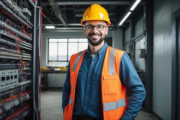 Full length portrait of a smiling engineer