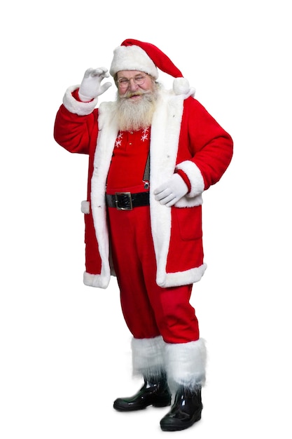 Full length of senior Santa Claus.