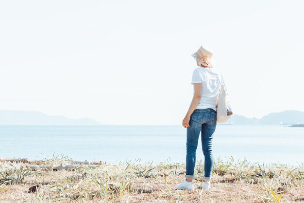 Full length of woman standing on beach