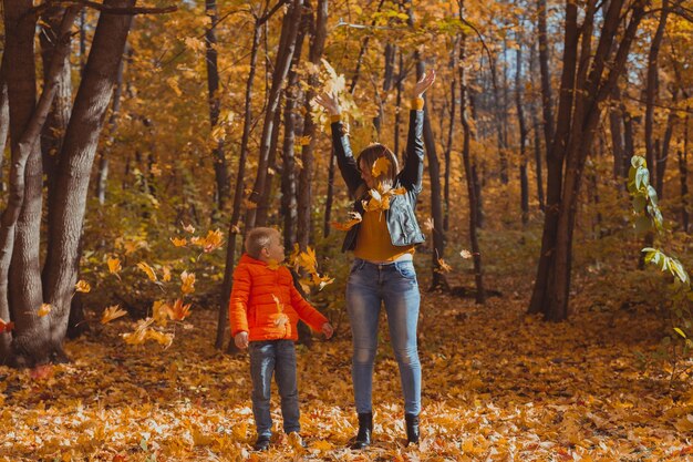 Full length of women in forest during autumn