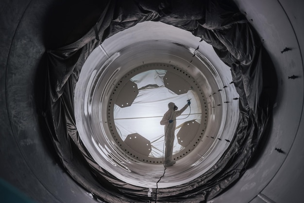 Photo full length of worker working in factory