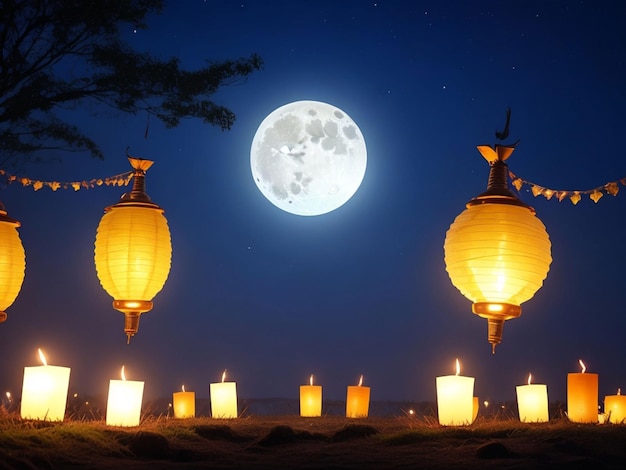 Photo full moon day of festival background