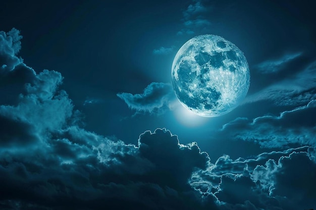 a full moon in the night sky with clouds