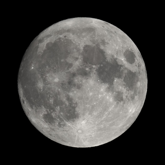 望遠鏡で見た満月