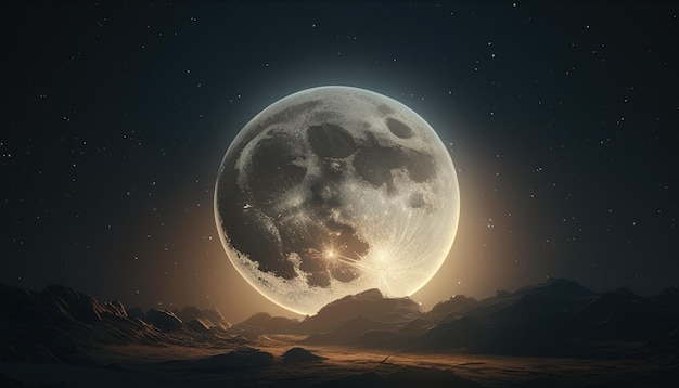 Full moon shining digital art illustration Generative AI