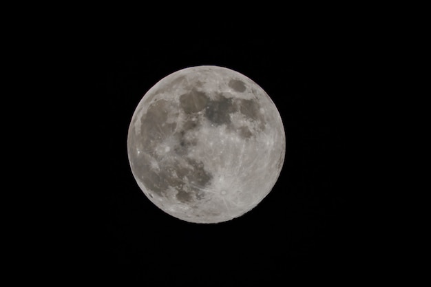 Full moon in sky at night. closeup