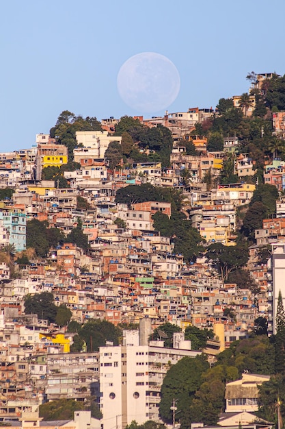 full moon and the Vidigal community in Rio de Janeiro