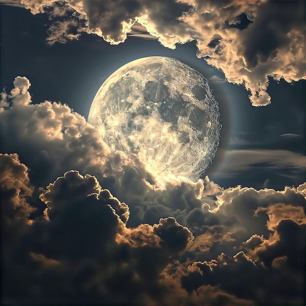 Full moon with dreamy clouds