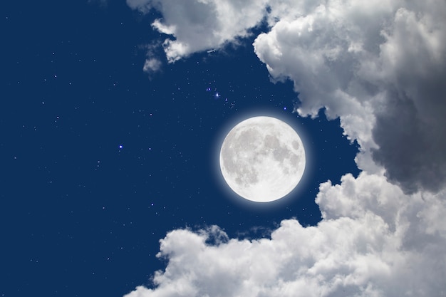 Full moon with starry and clouds. Romantic night.