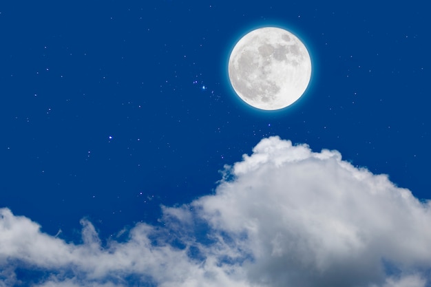 Full moon with starry and clouds 