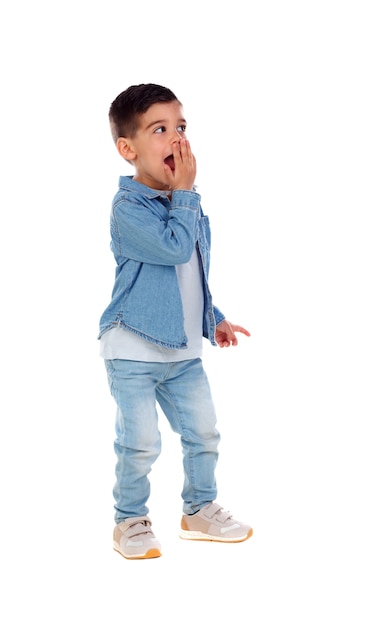 Full portrait of gipsy child with jeans