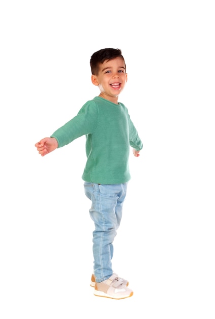 Full portrait of gipsy child with jeans