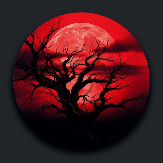 Photo full red moon back silhouette