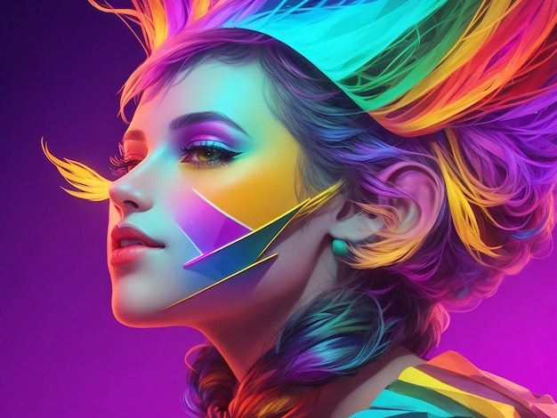 Full RGB colorful Girl head