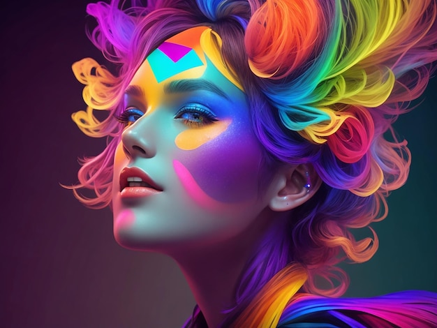 Full RGB colorful Girl head