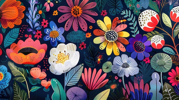 Full screen flowers illustrations background patterns