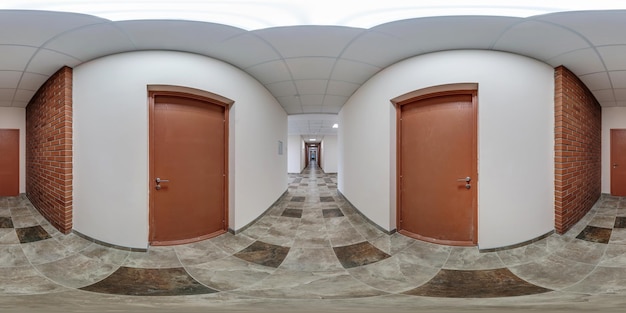 Full seamless spherical hdri 360 panorama in interior room in modern apartments office with white empty corridor for room office in equirectangular projection