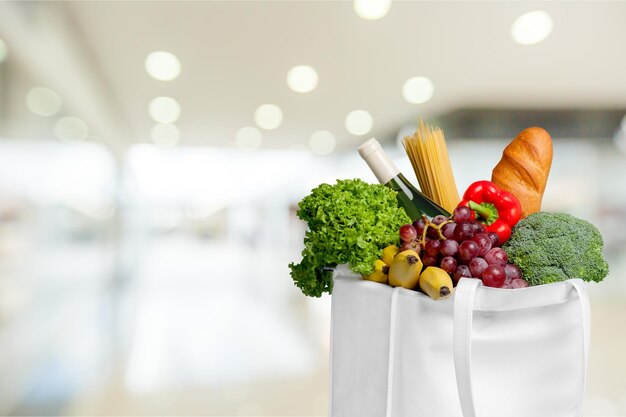 Full shopping  bag, isolated over  background