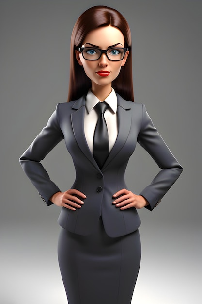 full shot 3d confident busineswoman on suit with techie glasses generated by ai