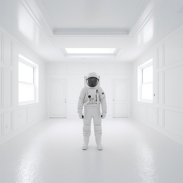 Foto fotografia completa di un astronauta che indossa una tuta spaziale