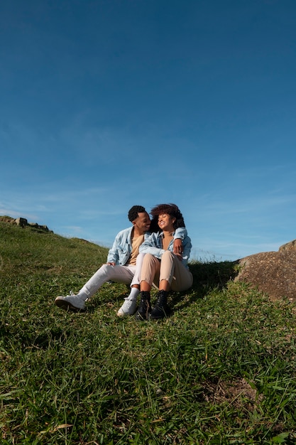 Full shot cute couple outdoors