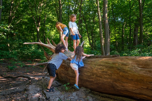 Full shot kids playing outdoors