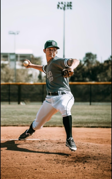 Foto uomo pieno di colpi che gioca a baseball