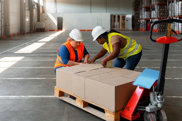 Foto full shot mensen die in de bouw werken