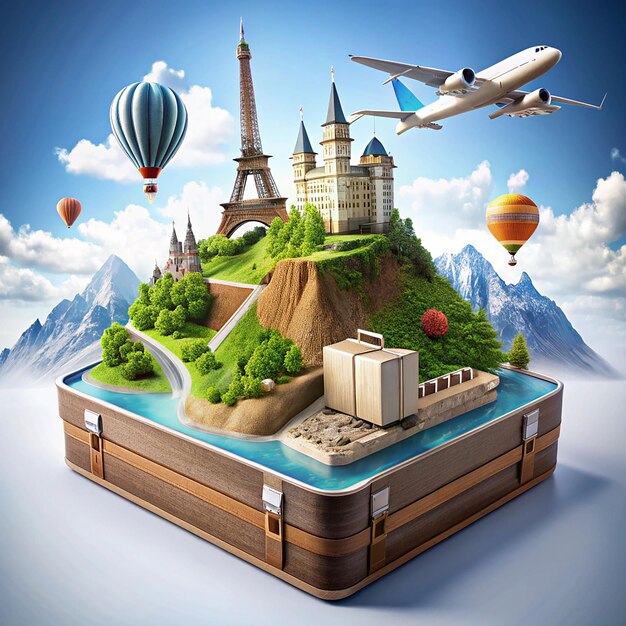 full shot travel concept with landmarks
