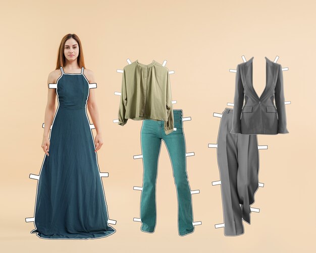 Full shot woman clothing formality scale