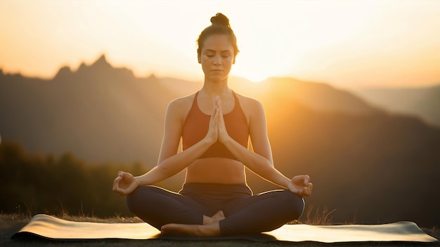 Full shot woman doing yoga