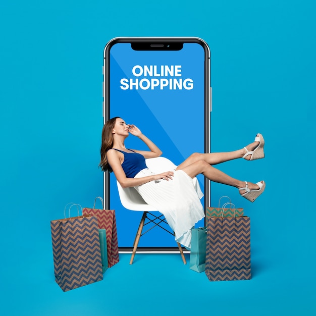 Full shot woman online shopping