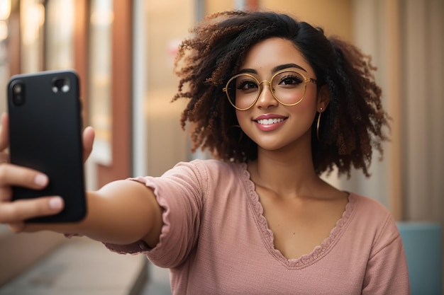  Premium AI Image | Full shot woman taking selfie