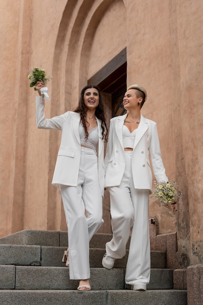 Full shot  women getting married
