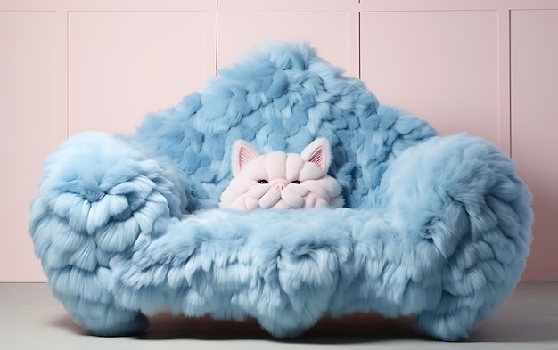 Photo full size cute cats bed luxurious texture chen zhen furry art