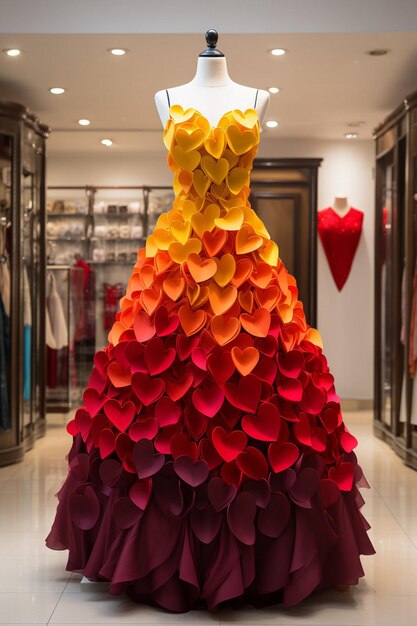 Photo full skirt made entirely of layered heartshaped petals ai generated