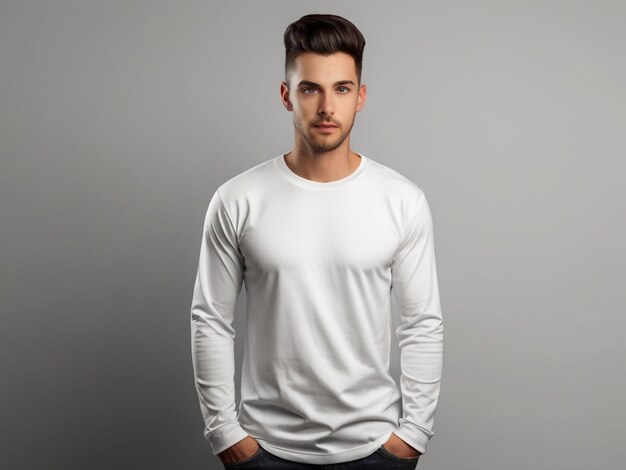 Full sleeves white tShirt with Copy Space Isolated on White Background