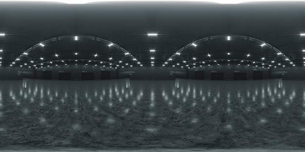 사진 전체 구형 hdri 파노라마 전시회 및 이벤트를 위한 빈 전시 공간 배경의 360도 tile floor marketing은 3d 렌더 그림을 조롱합니다.