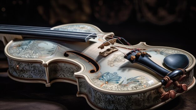 Full Violin instrument rococo's style elegant gothic renaissance pastel colors Generative AI AIG18